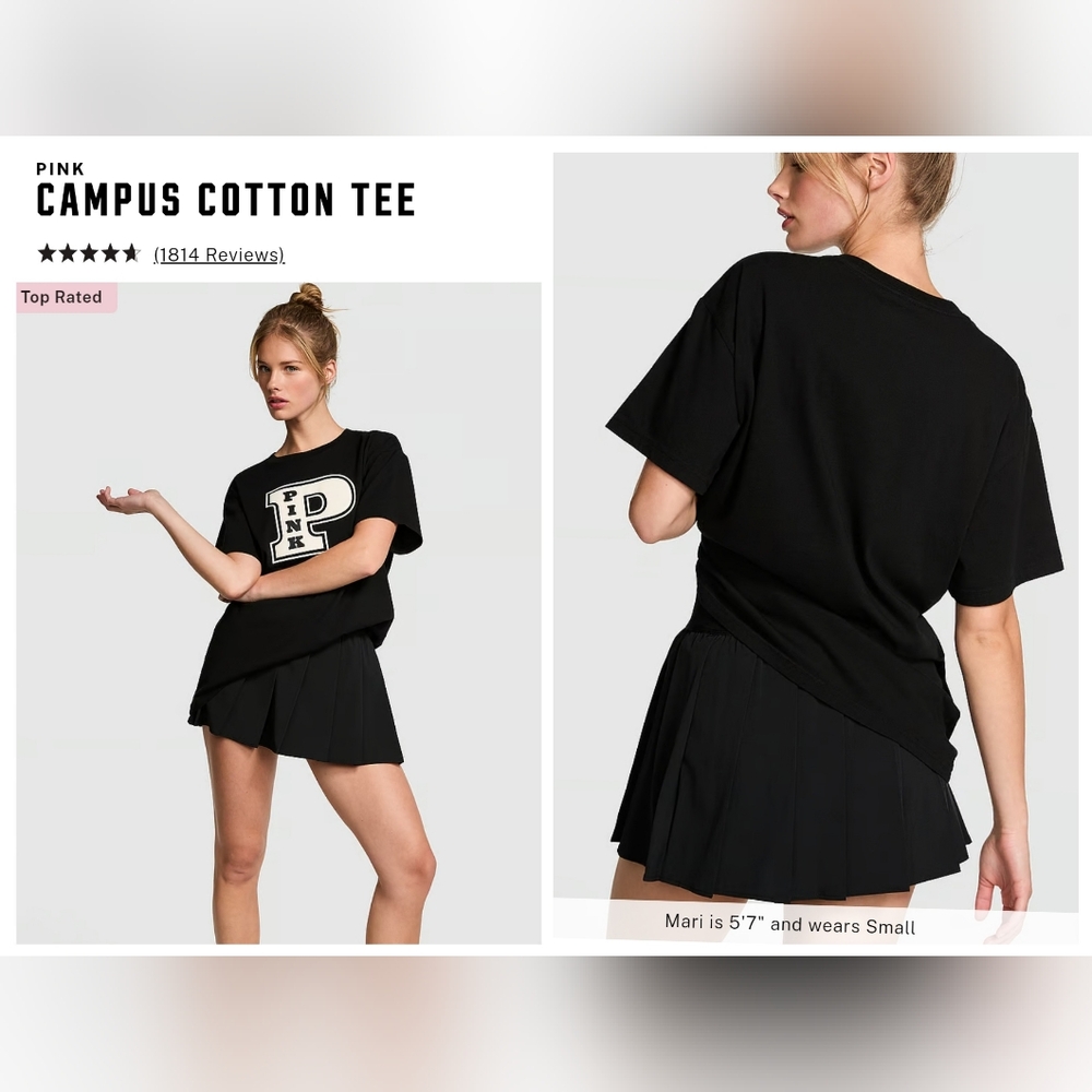 Victoria's secret pink NEW campus cotton OVERSIZED short sleeve tee XLARGE